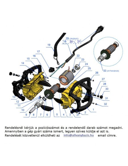 DINGO betonvibrátor motor robbantott rajz