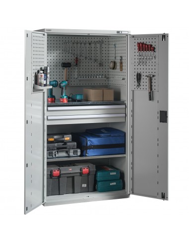 metaloBox TOOL PERFWALL-2/2D Profi szerszámszekrény 2 polccal és 2 fiókkal