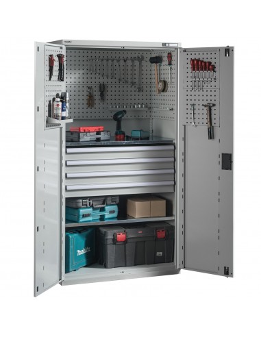 metaloBox TOOL PERFWALL-2/4D Profi szerszámszekrény 2 polccal és 4 fiókkal
