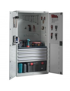 metaloBox TOOL PERFWALL-3/4D Profi szerszámszekrény 1 polccal és 4 fiókkal
